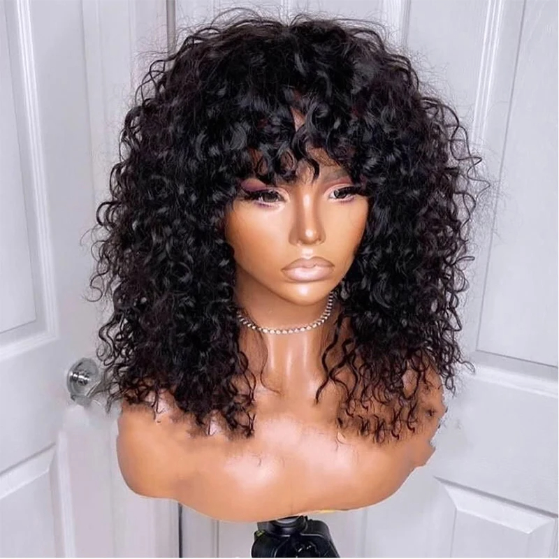 curly wig with bangs