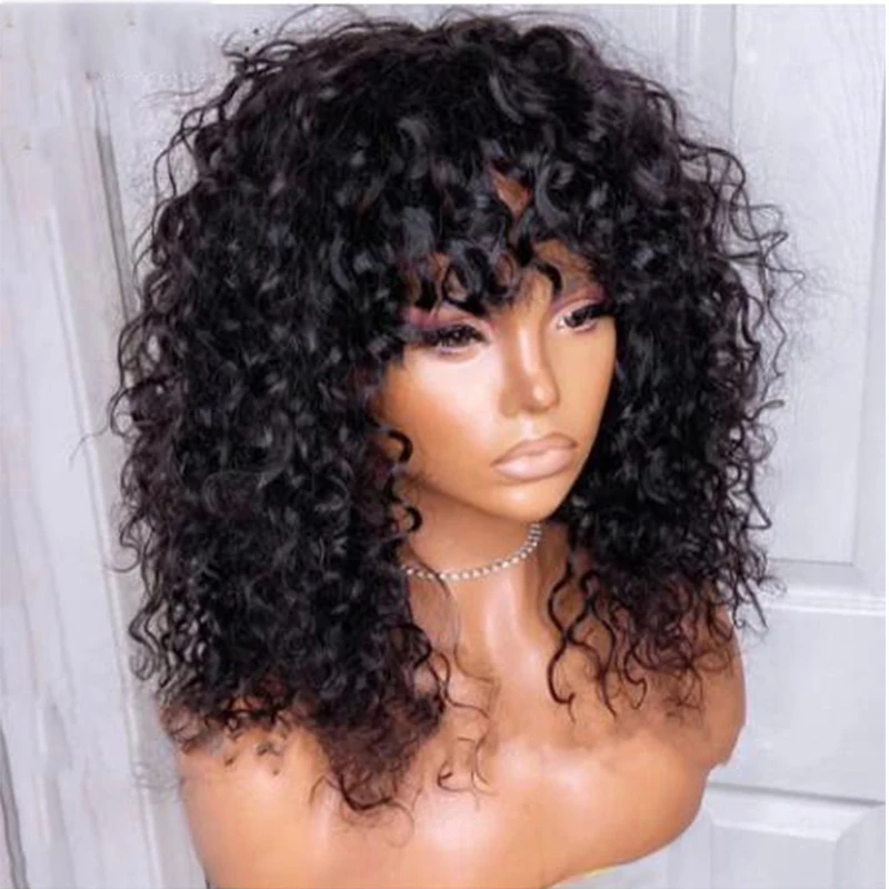 curly wig with bangs