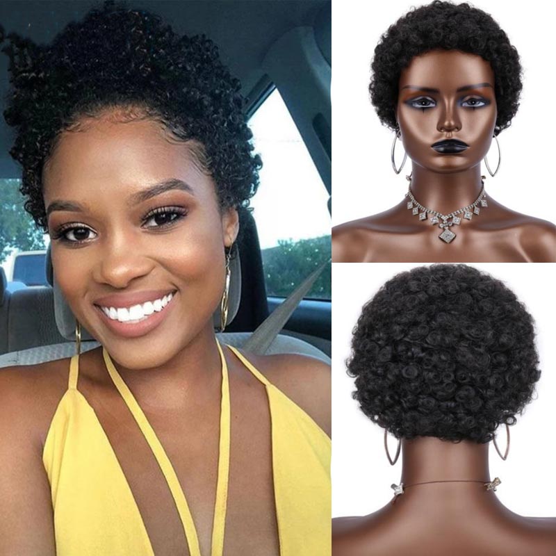 natural short haircut afro woman