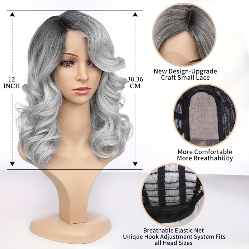 gray and black curly synthetic wig