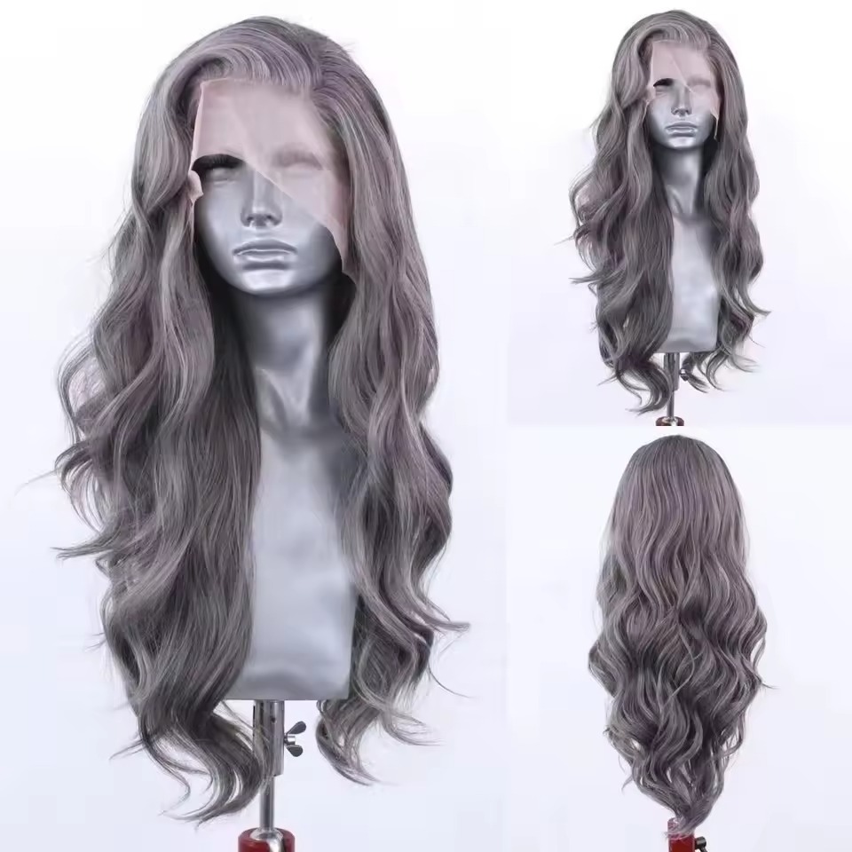 lace front synthetic gray wigs