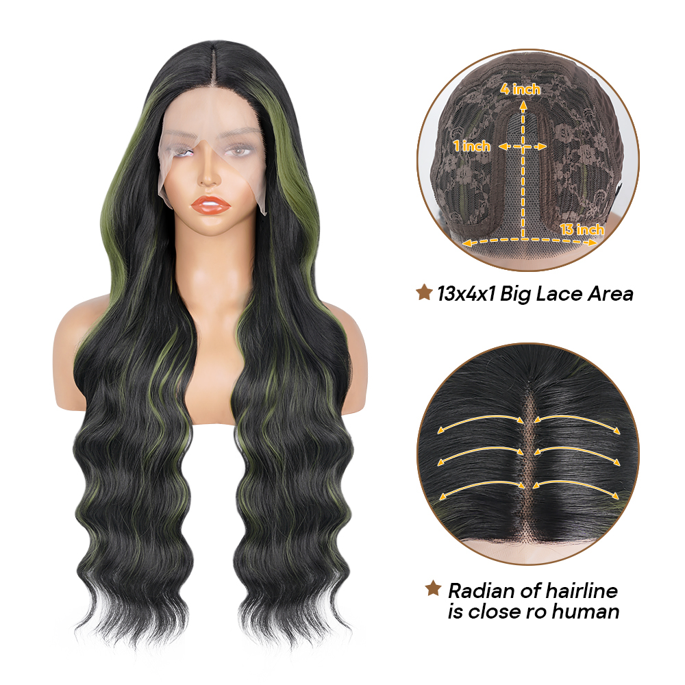 synthetic wig with beach waves