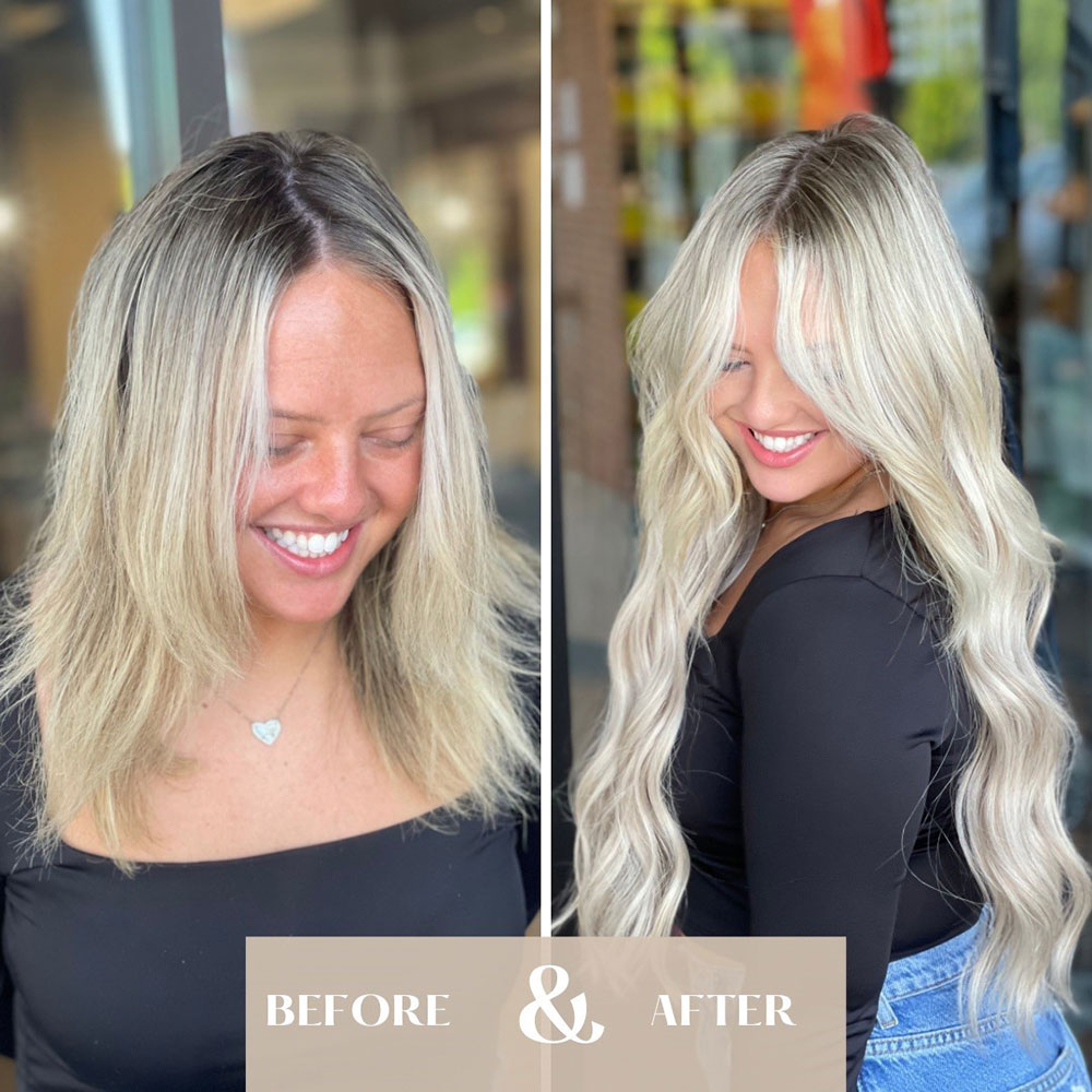 keratin hair extensions before and after