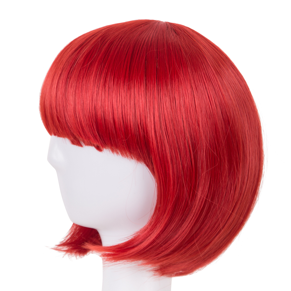 red synthetic wig